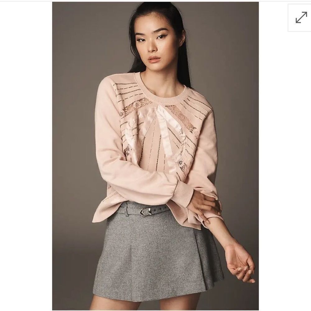 New ANTHROPOLOGIE  Beaded Bow Sweatshirt